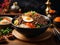 Delicious Gyudon beef donburi, Japanese dish of thinly sliced beef and onions