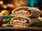 Delicious ham veggie Sandwich wrap, famous fast food around the world, food