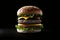 Delicious hamburger on a dark background