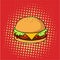 Delicious Hamburger, Junk Food, Pop Art Vector Design, Illustration