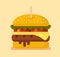 Delicious hamburger. Vector flat