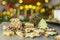 Delicious handmade ginger cakes on bokeh background