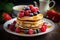 Delicious Healthy breakfast pancake plate. Generate Ai
