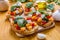 Delicious and Healthy Bruschettas Close-up