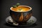 Delicious healthy pumpkin soup in the pot