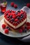 Delicious heart shaped cake with fresh berries for Valentine\\\'s day holiday