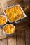 Delicious and hearty meal: casserole mac and cheese in a baking