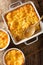 Delicious and hearty meal: casserole mac and cheese in a baking