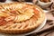 Delicious homemade apple tart on table, closeup