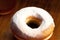 delicious homemade donuts on the table. tasty donuts on a wooden background, sweet food. Generative AI