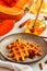Delicious homemade healthy pumpkin Belgian or Viennese waffles