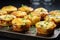 Delicious homemade omelette cups in a muffin tin, featuring a medley of fresh greens and cheese