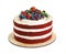 Delicious homemade red velvet cake with fresh berries