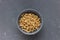 Delicious honey cheerios cereal in a bowl, copy space