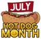 Delicious Hot Dog with Reminder Calendar for Hot Dog Month, Vector Illustration