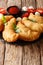 Delicious hot fried panzerotti with tomato sauce and mozzarella