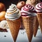 Delicious Ice Cream Cones - Creamy Vanilla and Strawberry Delights
