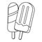 Delicious ice lolly icon cartoon  in black and white