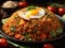 Delicious Indonesian Nasi Goreng fried rice with Golden-hued rice, Aromatic wisps