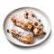 Delicious Italian Cannoli with Ricotta Filling on a Plate .