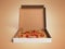 Delicious italian pizza in dox 3d render over braun