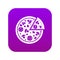 Delicious italian pizza lifted slice one icon digital purple