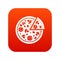 Delicious italian pizza lifted slice one icon digital red