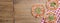 Delicious italian pizzas served on wooden table. Three pizza on rustic wooden background, copy space web design banner