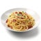 Delicious Italian Spaghetti Carbonara on a Plate for Food Lovers.