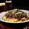 Delicious Italian Spaghetti With Meat, Cheese, And Beer