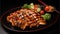 Delicious Japanese chicken teriyaki with sauce, food photography