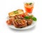 Delicious juicy piece of pork grilled with vegetable juice