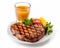 Delicious juicy piece of pork grilled with vegetable juice