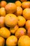 Delicious, juicy ripe grapefruits on the supermarket counter