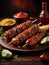 Delicious kebab with sauce, dish that is sure to tantalize your taste buds. The meat grilled