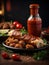 Delicious kebab with sauce, dish that is sure to tantalize your taste buds. The meat grilled