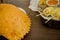 Delicious large empanada placed on white plate