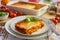 Delicious lasagne bolognese with pepper, tomato and cheese