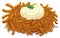 Delicious latke served with sour cream and coriander for Hanukkah, Vector illustration