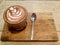 Delicious . latte design. Hot caffe mocha. top view. Drink.