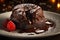 Delicious lava cake on a plate product photography. Ai generated