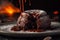 Delicious lava cake on a plate product photography. Ai generated