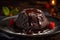 Delicious lava cake on a plate product photography. Ai generated