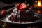 Delicious lava cake on a plate product photography. Ai generated