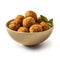 Delicious Lebanese Falafel with Hummus in a Bowl on White Background .