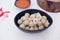 delicious little meatballs in a bowl as a background