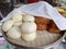 Delicious loaf of steamed buns in the steamer