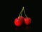 Delicious looking red cherry fruits on black background