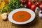 Delicious looking tomato soup. Turkish name Domates corbasi