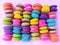 Delicious macaron, colorful row, sweet morning